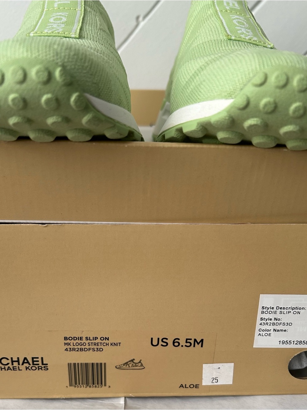 Michael Kors Kids Slip-On Knit Sneakers in Aloe Green
